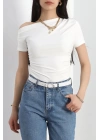 Asimetrik Yaka Body Beyaz - 30227.1892.