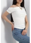 Asimetrik Yaka Body Beyaz - 30227.1892.