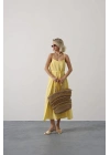 Askılı Basic Uzun Elbise - Sarı