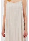 Askılı Uzun Çan Elbise - Natür