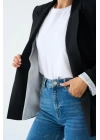Astarı Çizgili Ceket - Siyah