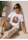 Balkabağı Hayalet Baskılı Tişört Kısa Kol Yazlık T-Shirt - Beyaz
