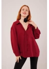 Basic Oversize Bordo Gömlek