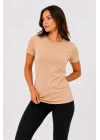 Basic Tişört Bisiklet Yaka Kısa Kol Günlük Yazlık Slim Fit T-Shirt - Bej