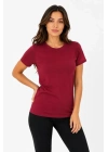Basic Tişört Bisiklet Yaka Kısa Kol Günlük Yazlık Slim Fit T-Shirt - Bordo