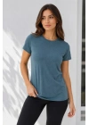 Basic Tişört Bisiklet Yaka Kısa Kol Günlük Yazlık Slim Fit T-Shirt - Füme