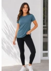 Basic Tişört Bisiklet Yaka Kısa Kol Günlük Yazlık Slim Fit T-Shirt - Füme