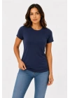 Basic Tişört Bisiklet Yaka Kısa Kol Günlük Yazlık Slim Fit T-Shirt - Lacivert