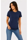 Basic Tişört Bisiklet Yaka Kısa Kol Günlük Yazlık Slim Fit T-Shirt - Lacivert