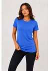 Basic Tişört Bisiklet Yaka Kısa Kol Günlük Yazlık Slim Fit T-Shirt - Mavi