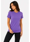 Basic Tişört Bisiklet Yaka Kısa Kol Günlük Yazlık Slim Fit T-Shirt - Mor