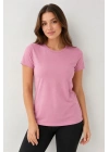 Basic Tişört Bisiklet Yaka Kısa Kol Günlük Yazlık Slim Fit T-Shirt - Pembe