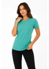 Basic Tişört Bisiklet Yaka Kısa Kol Günlük Yazlık Slim Fit T-Shirt - Su Yeşili