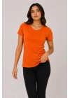 Basic Tişört Bisiklet Yaka Kısa Kol Günlük Yazlık Slim Fit T-Shirt - Turuncu