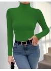 Başıkçı yaka dar kesim kaşkorse kazak yeşil w3103