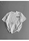 Baskılı Oversize Bisiklet Yaka T-shirt - Beyaz