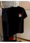 Baskılı Oversize Bisiklet Yaka T-shirt - Siyah