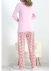 Baskılı Polivskon Pijama Takımı Pembebeyaz - 40091.1287.