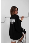 Baskılı Sıfır Yaka Oversize Sweatshirt