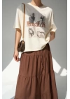 Baskılı T-Shirt - Ekru