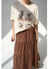 Baskılı T-Shirt - Ekru