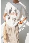 Baskılı T-Shirt - Krem