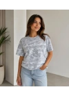Batik Desenli Tişört Bisiklet Yaka Kısa Kol Regular Fit T-shirt - Gri