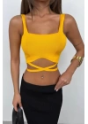 Bel Bağcıklı Crop Bluz
