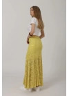 Bel Lastikli Dantel Etek - Sarı