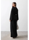 Beli Bağlamalı Tunik Ve Beli Bağlamalı Pantolon Takım - Siyah