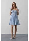 Beli Korseli Mini Elbise - Bebe Mavisi
