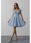Beli Korseli Mini Elbise - Bebe Mavisi