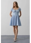 Beli Korseli Mini Elbise - Bebe Mavisi