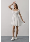 Beli Korseli Mini Elbise - Beyaz
