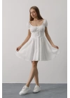Beli Korseli Mini Elbise - Beyaz