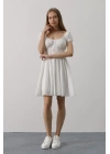 Beli Korseli Mini Elbise - Beyaz