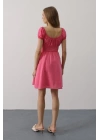 Beli Korseli Mini Elbise - Fuşya