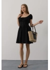 Beli Korseli Mini Elbise - Siyah