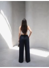 Beli̇ Lasti̇k Ve Bağcikli Geni̇ş Paça Pantolon