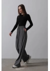 Beli Lastikli Bol Paça Pantolon - Antrasit