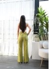 Beli̇ Lasti̇kli̇ Ve Bağcikli Keten Pantolon