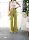 Beli̇ Lasti̇kli̇ Ve Bağcikli Keten Pantolon