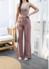 Beli̇ Lasti̇kli̇ Ve Bağcikli Keten Pantolon