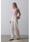 Beli Yarım Lastikli Palazzo Pantolon - Pudra