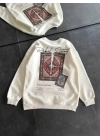 Bisiklet Yaka Baskılı SweatShirt - Beyaz