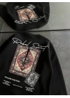 Bisiklet Yaka Baskılı SweatShirt - Siyah