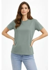Bisiklet Yaka Tişört Regular Kalıp Basic Pamuklu Günlük Kullanım T-shirt - Mint Yeşili