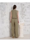 Broşlu yelek pantolon takım haki s255821