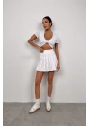 Büzgü Detay Crop Bluz