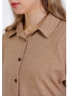 Camel Oversize Keten Alt Üst Takım 6622